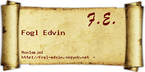 Fogl Edvin névjegykártya